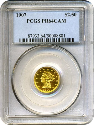 image for: 1907 $2 1/2 PCGS Proof 64 Cameo