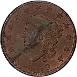 image for: 1819 1c PCGS MS63 RB (Small Date OGH Rattler Holder)