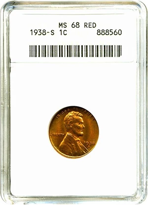 image for: 1938-S 1c ANACS MS68 RD