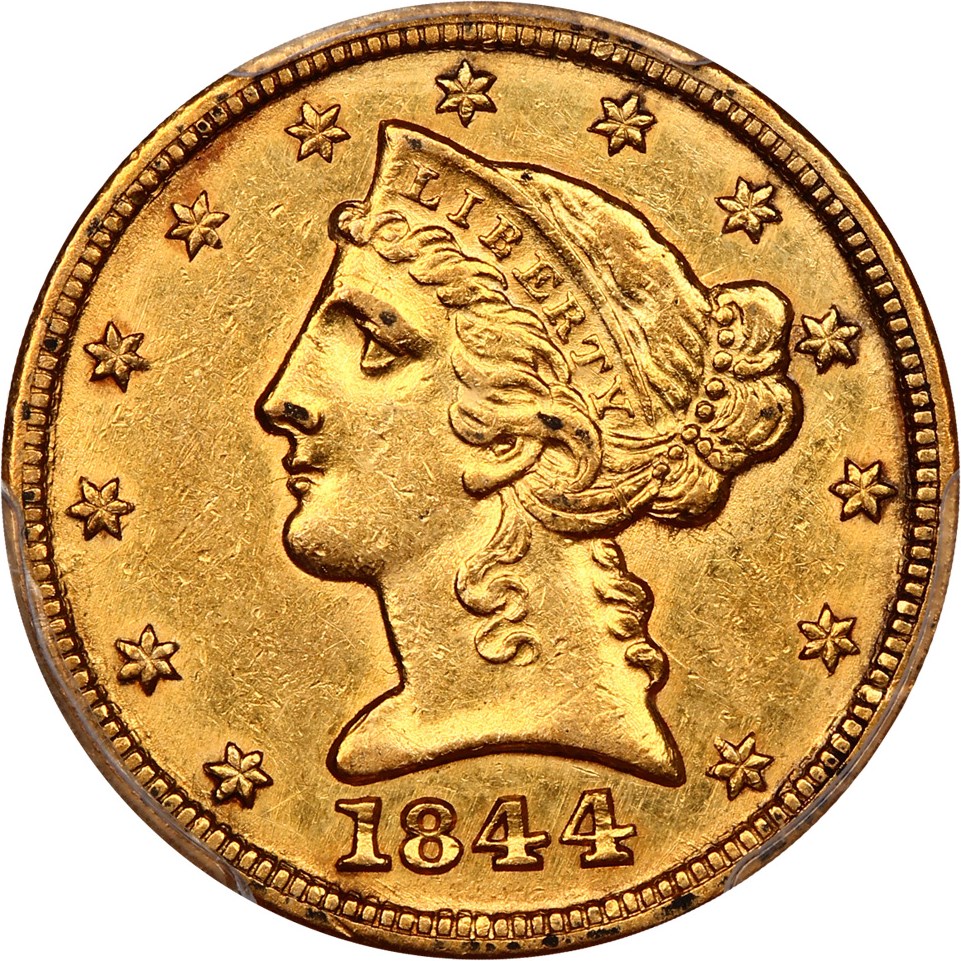 image for: 1844-C $5 PCGS AU50