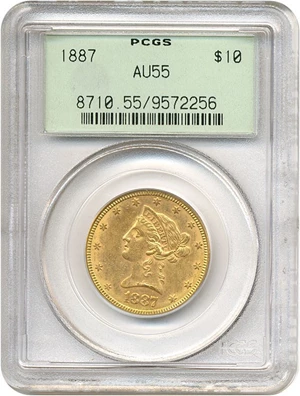 image for: 1887 $10 PCGS AU55