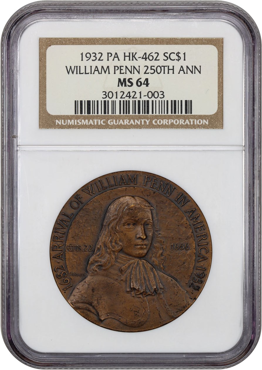 image for: 1932 William Penn, Bronze SC$1 NGC MS64 (HK-462)