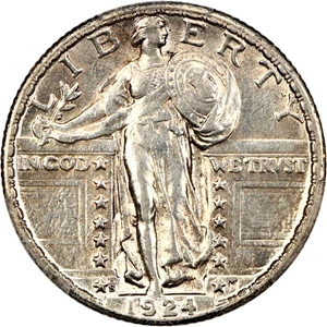 image for: 1924-S 25c PCGS/CAC AU50