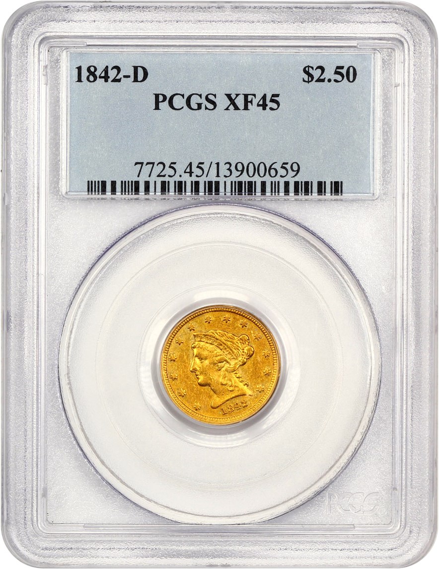 image for: 1842-D $2 1/2 PCGS XF45