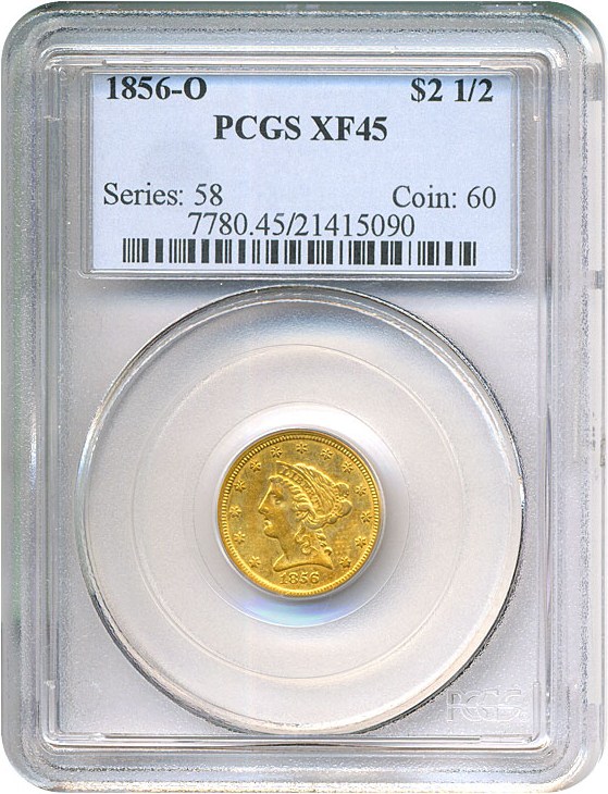image for: 1856-O $2 1/2  PCGS XF45 