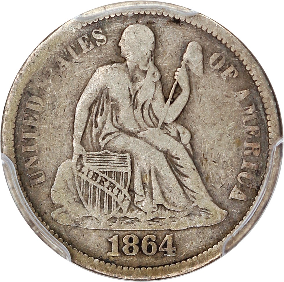 image for: 1864-S 10c PCGS F12