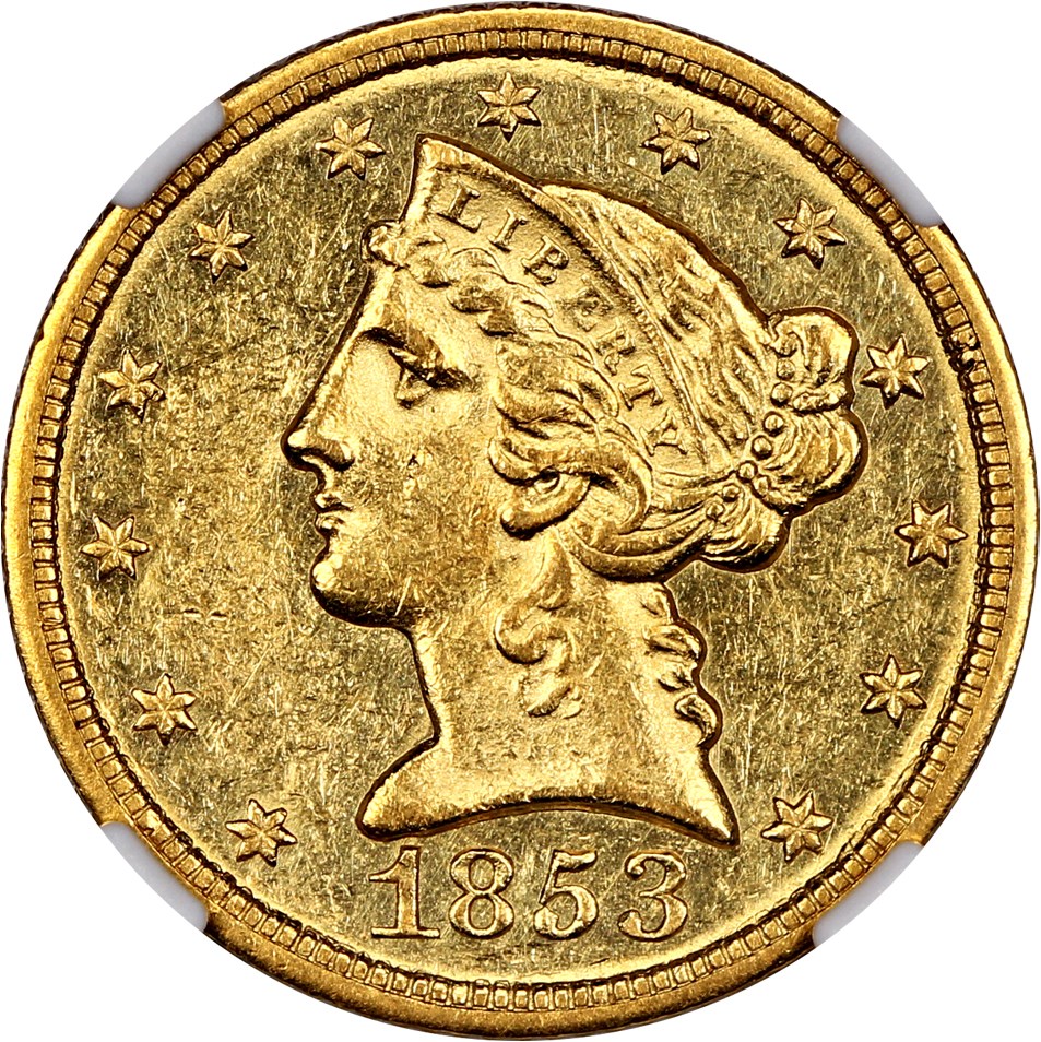 image for: 1853-C $5 NGC MS61