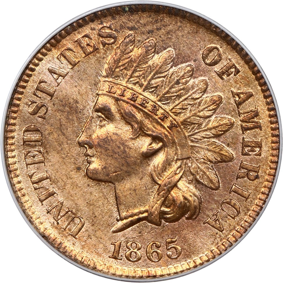 image for: 1865 1c PCGS MS63 RB (Fancy 5)