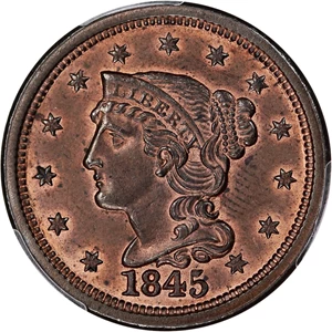 image for: 1845 1c PCGS/CAC MS64 RB