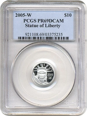 image for: 2005-W $10 Platinum Eagle PCGS Proof 69 DCameo