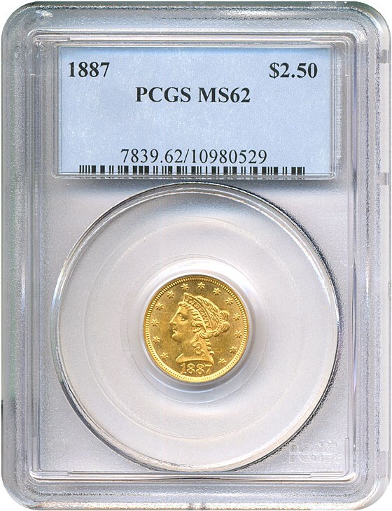 image for: 1887 $2 1/2  PCGS MS62 