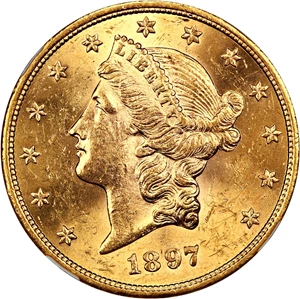 image for: 1897-S $20 NGC MS62