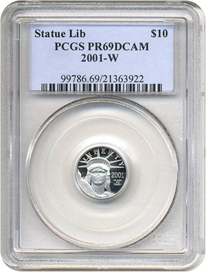 image for: 2001-W $10 Platinum Eagle PCGS Proof 69 DCameo