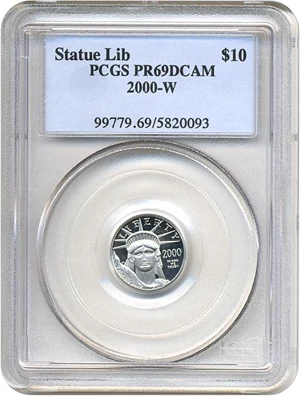 image for: 2000-W $10 Platinum Eagle PCGS Proof 69 DCameo
