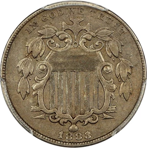 image for: 1883/2 Shield 5c PCGS XF45 (Overdate FS-302)