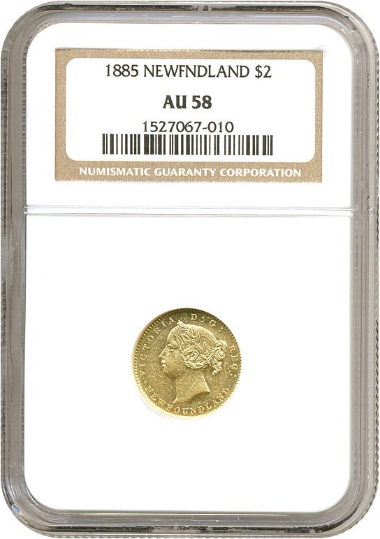 image for: Newfoundland: 1885 $2  NGC AU58 