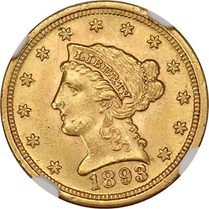 image for: 1893 $2 1/2 NGC MS62