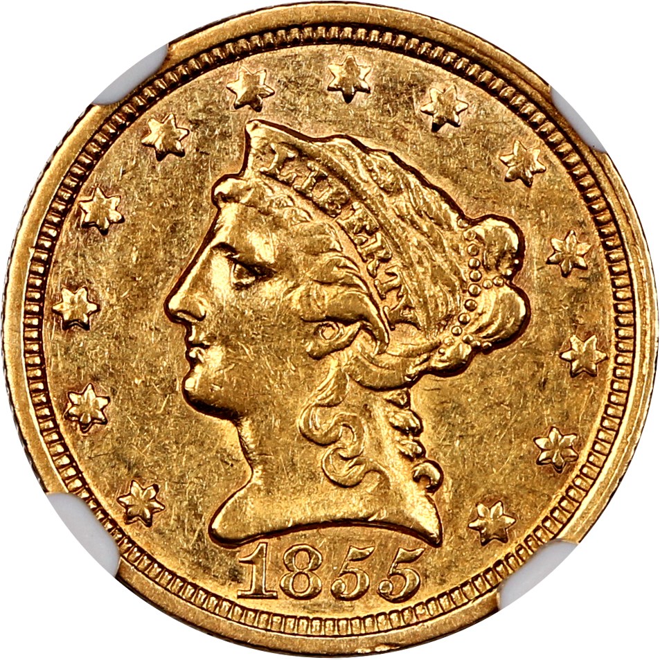 image for: 1855-C $2 1/2 NGC AU53