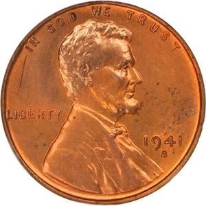 image for: 1941-S 1c NGC MS67 RD (OH)