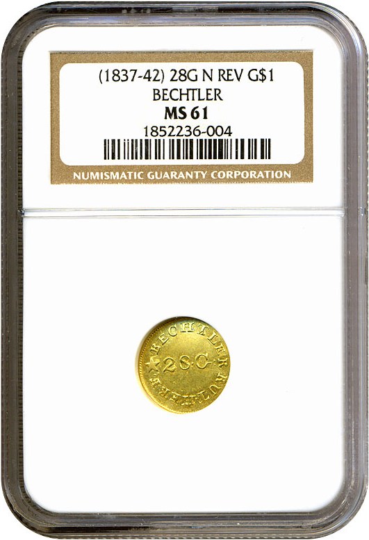 image for: C.Bechtler (1837-42) G$1 'N' Reversed NGC MS61 (28 grains)