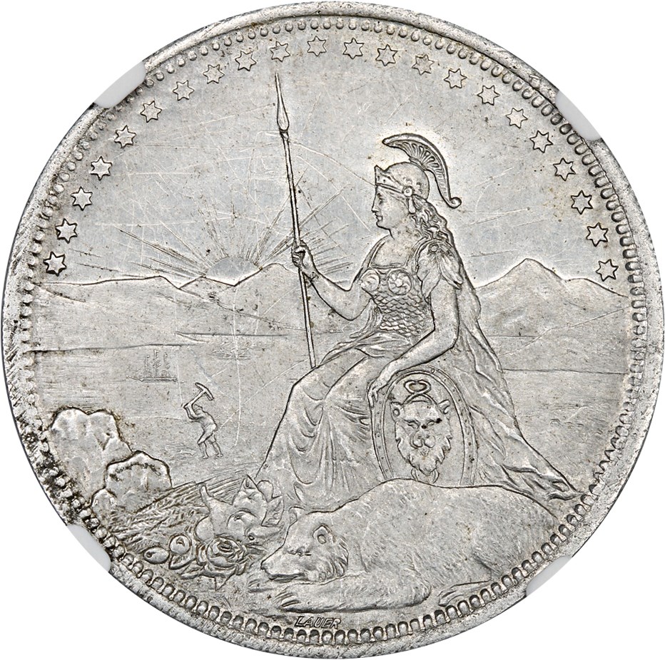 image for: 1894 Cal Expo, Lauers Palace, Aluminum SC$1 NGC AU (HK-262)