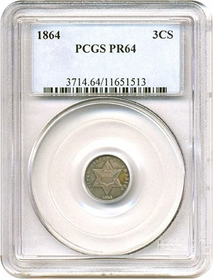 image for: 1864 3cS PCGS Proof 64