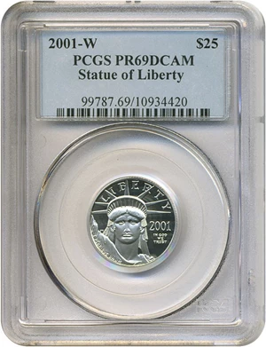image for: 2001-W $25 Platinum Eagle PCGS Proof 69 DCameo