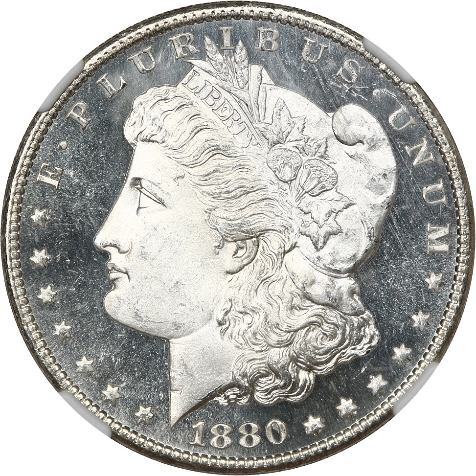 image for: 1880/9-S $1 NGC MS66+ DMPL (VAM-11, 0/9 Overdate, Medium S)