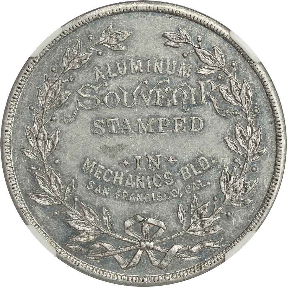 image for: 1894 Cal Expo, DeYoung, Mech Arts Bldg, Ty.2, Aluminum SC$1 NGC MS61 (HK-252)