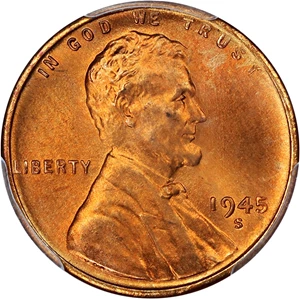 image for: 1945-S 1c PCGS/CAC MS67+ RD