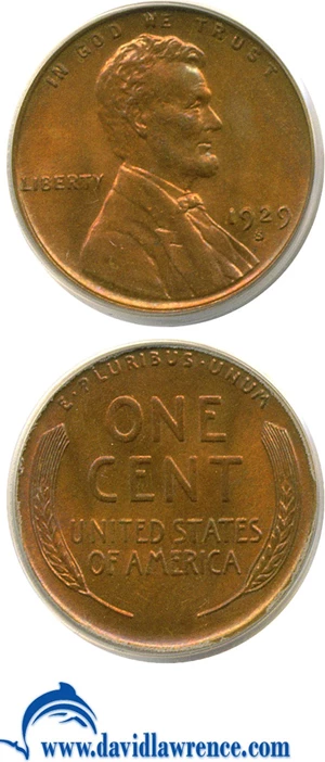 image for: 1929-S 1c PCGS MS65 RB