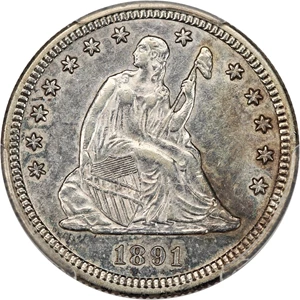 image for: 1891-S 25c PCGS AU55