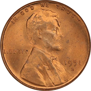 image for: 1951-S 1c NGC MS67 RD