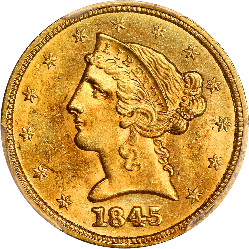 image for: 1845 $5 PCGS MS63