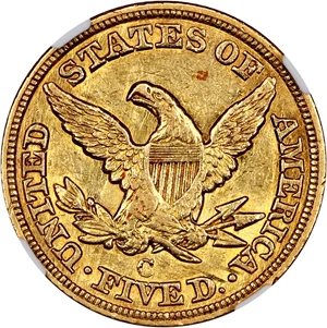 image for: 1849-C $5 NGC AU55
