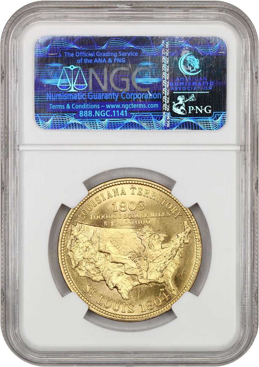 image for: 1904 LA Purchase Expo, Official, Gilt SC$1 NGC MS65 (HK-304)