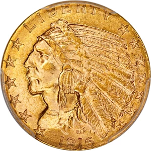 image for: 1916-S $5 PCGS MS64