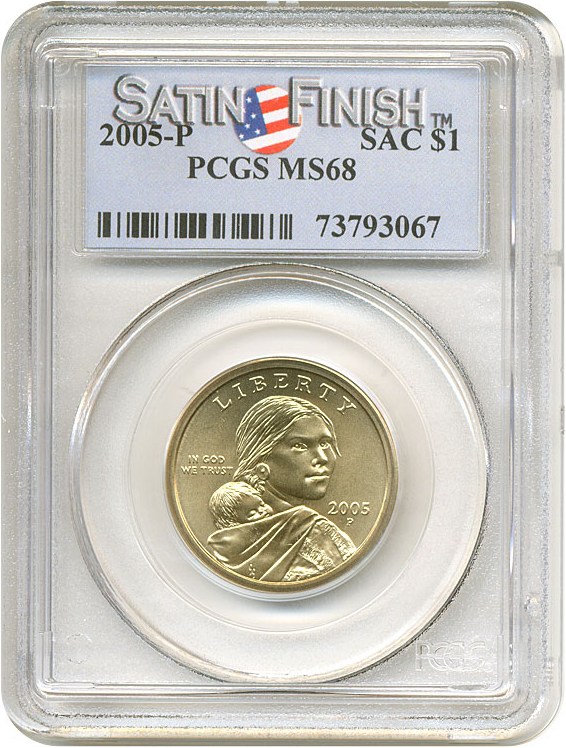 image for: 2005-P Sac $1 Satin Finish PCGS MS68 