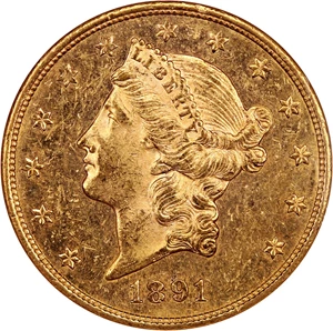 image for: 1891-S $20 NGC MS62 PL