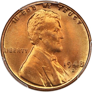 image for: 1948-D 1c PCGS MS67 RD
