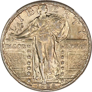 image for: 1928 25c NGC AU58 FH