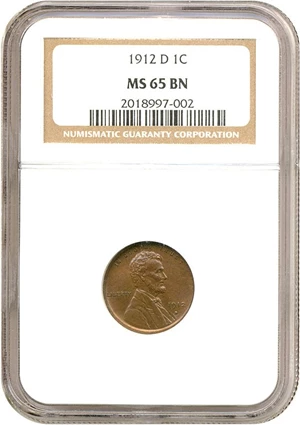 image for: 1912-D 1c NGC MS65 BN