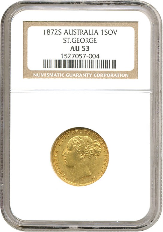 image for: Australia: 1872-S Sov  NGC AU53 