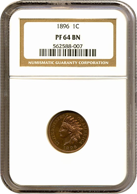 image for: 1896 1c  NGC Proof 64 BN