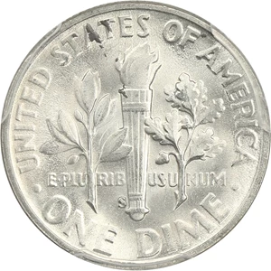 image for: 1951-S 10c PCGS MS67 FB
