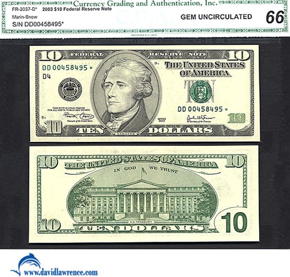 2003 $10 Cleveland, Star Replacement (Fr. 2037D*)