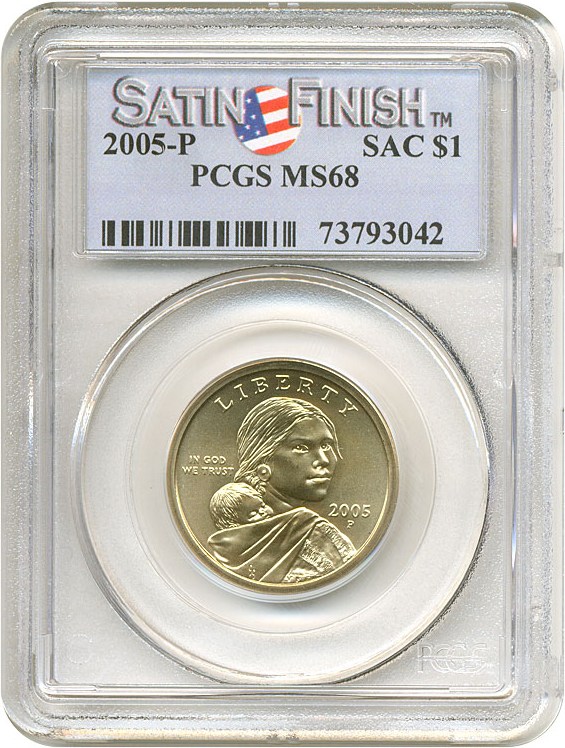 image for: 2005-P Sac $1 Satin Finish PCGS MS68 