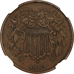 image for: 1864 2c NGC MS61 BN (Small Motto)