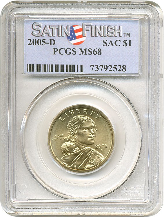 image for: 2005-P Sac $1 Satin Finish PCGS MS68 
