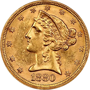 image for: 1880 $5 NGC MS60 (OH)
